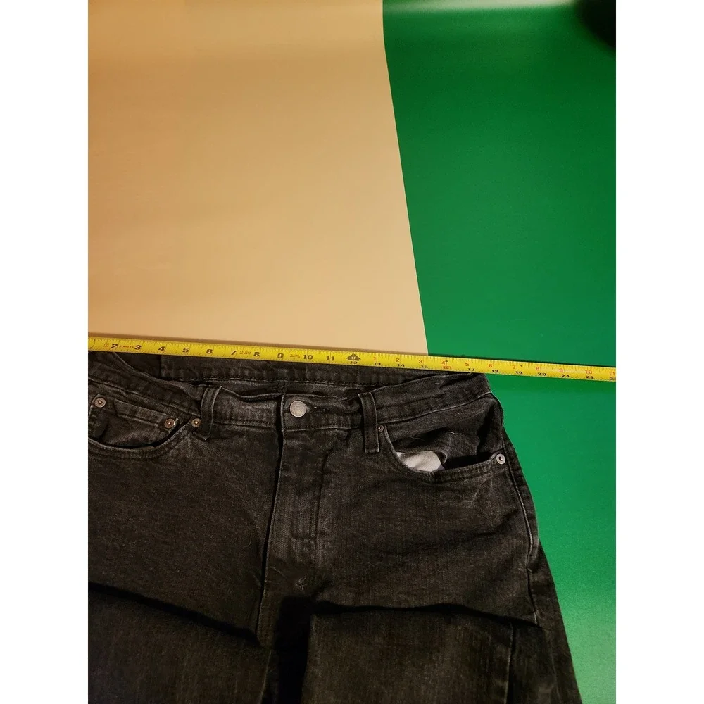 Levi's 514 Straight Fit Jeans Mens 36x29 Black Washed Denim Stretch Pants